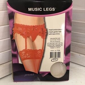 Music Legs White Lace Mesh Garter Belt One Size